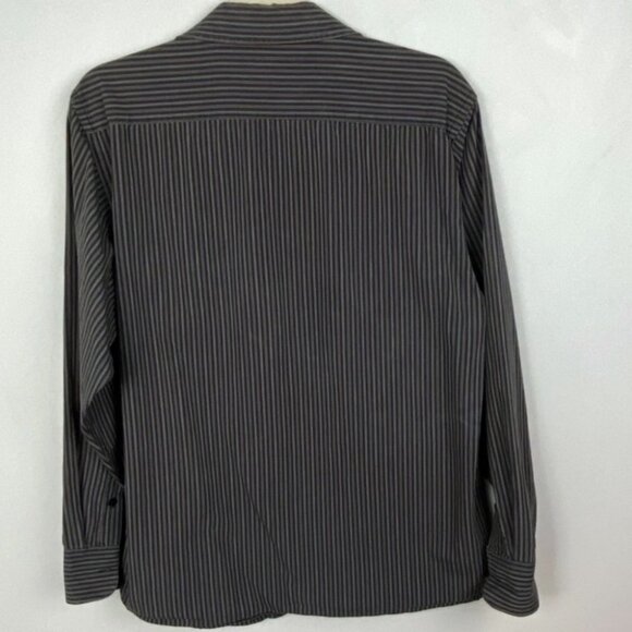 Wayne Gretzky Mens Striped Long Sleeve Dress Shirt Black Cotton Collared Top M - Picture 2 of 5